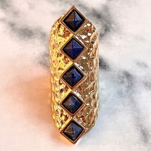 *NEW* Accentuality Hammered Gold Ring with Lapis